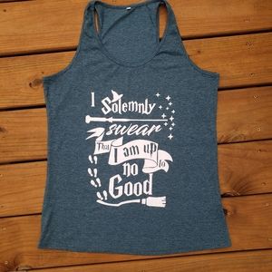 HARRY POTTER I SOLEMNLY SWEAR THAT I AM UP TO NO GOOD RAZORBACK TEAL TANK MEDIUM